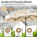 13FT Double-sided Patio Twin Table Umbrella with Crank Handle-Tan