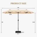 13FT Double-sided Patio Twin Table Umbrella with Crank Handle-Tan