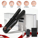 Cordless Hair Straightener Brush 2-in-1 Ceramic Flat Iron