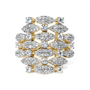 14K Yellow Gold 1.0 Cttw Diamond Geometric Stacked Open Cocktail Ring (I-J Color, I1-I2 Clarity) - Ring Size 7