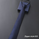 Mens Business Formal Zipper Tie With Blue Stripes
