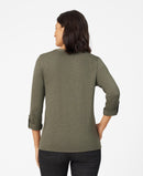 Cable and Gauge Womens Pintuck Pleat Henley Top - Dry Oregano, Small