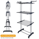 Clothes Drying Rack Rolling Collapsible Laundry Dryer Hanger Stand Rail Shelve_x000B__x000B_Wardrobe Clothing Drying Racks w/ Dual Side Wings