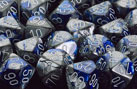 Gemini 1 Polyhedral Blue-Steel w/white 7 Die Set