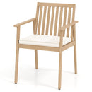 2 Pieces Patio Dining Chairs Outdoor Acacia Wood Chairs with Removable Padded Cushion