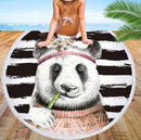 Round beach towel, cute animal, panda, beach towel, shawl cushion, microfiber