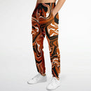 Burnt Orange, Black and White Abstract Melt Unisex Cargo Joggers (Fleece Lined)