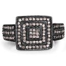 0.42 Carat Genuine Champagne Diamond .925 Sterling Silver Ring