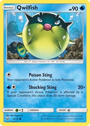 Qwilfish 021/73 - Shining Legends Reverse Holofoil