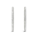 14k White Gold Diamond Hoop Earrings with Shared Prong Setting (2 cttw)
