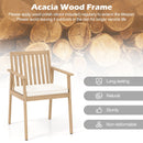 2 Pieces Patio Dining Chairs Outdoor Acacia Wood Chairs with Removable Padded Cushion