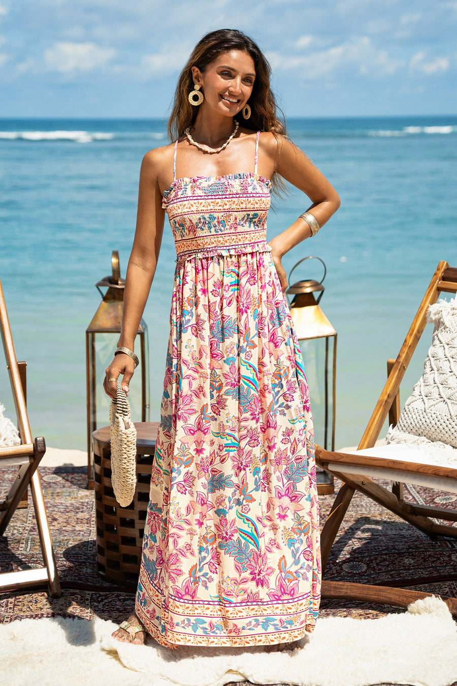 cupshe dress Cupshe Womens Papaya Punch Floral Maxi Beach Dress , Small – Ralphie's Funhouse