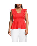 Lands End Plus Size Lightweight Jersey Ruffle Peplum Top, size 2x