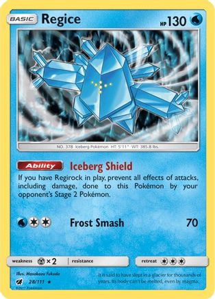 Regice 028/111 - SM  Crimson Invasion Reverse Holofoil