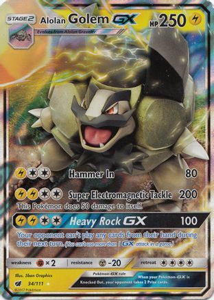 Alolan Golem GX 034/111 - SM  Crimson Invasion Holofoil