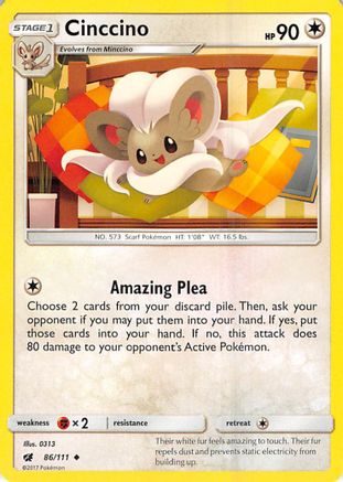 Cinccino 086/111 - SM  Crimson Invasion Reverse Holofoil