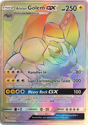 Alolan Golem GX (Secret) 113/111 - SM  Crimson Invasion Holofoil
