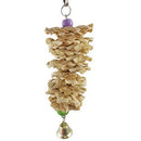 Bird Parrot Toy With Bell Natural Wooden Grass Bite Hanging Cage