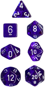 Translucent Poly Blue/White 7-Die Set (revised)