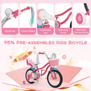 16 Inch Girls Bike for 4-7 Years Old Kids Bike with Doll Seat and Training Wheels