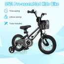 14 Inch Kids Bike with Basket and Training Wheels for Children Aged 4-5 Years Old