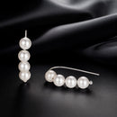 925 Sterling Silver White Gold Plated Earrings with Quality Shell Pearl, 2.1*0.5cm for Women