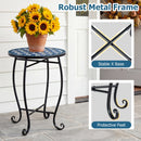 14" Mosaic Patio Accent Table with Metal Frame