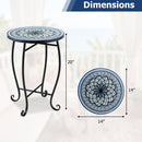 14" Mosaic Patio Accent Table with Metal Frame