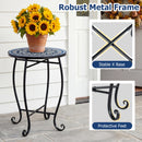 14" Mosaic Patio Accent Table with Metal Frame