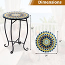 14" Mosaic Patio Accent Table with Metal Frame
