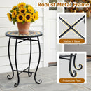 14" Mosaic Patio Accent Table with Metal Frame