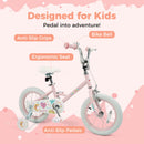 Kids Bike 12-18 Inch with Training Wheels - Pink Stars & Moon