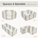 Foldable Baby Playpen 14 Panel Activity Center Safety Play Yard-Beige