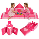 14 Piece Kids Play Couch Modular Foam Climbing Blocks for Kids 3+ Years Old-Pink