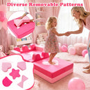 14 Piece Kids Play Couch Modular Foam Climbing Blocks for Kids 3+ Years Old-Pink