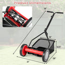 14 Inch Push Lawn Mower with 5 Steel Blades and Grass Catcher Bag