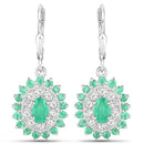 6.53 Carat Genuine Zambian Emerald and White Topaz .925 Sterling Silver 3 Piece Jewelry Set (Ring, Earrings, and Pendant w/ Chain)