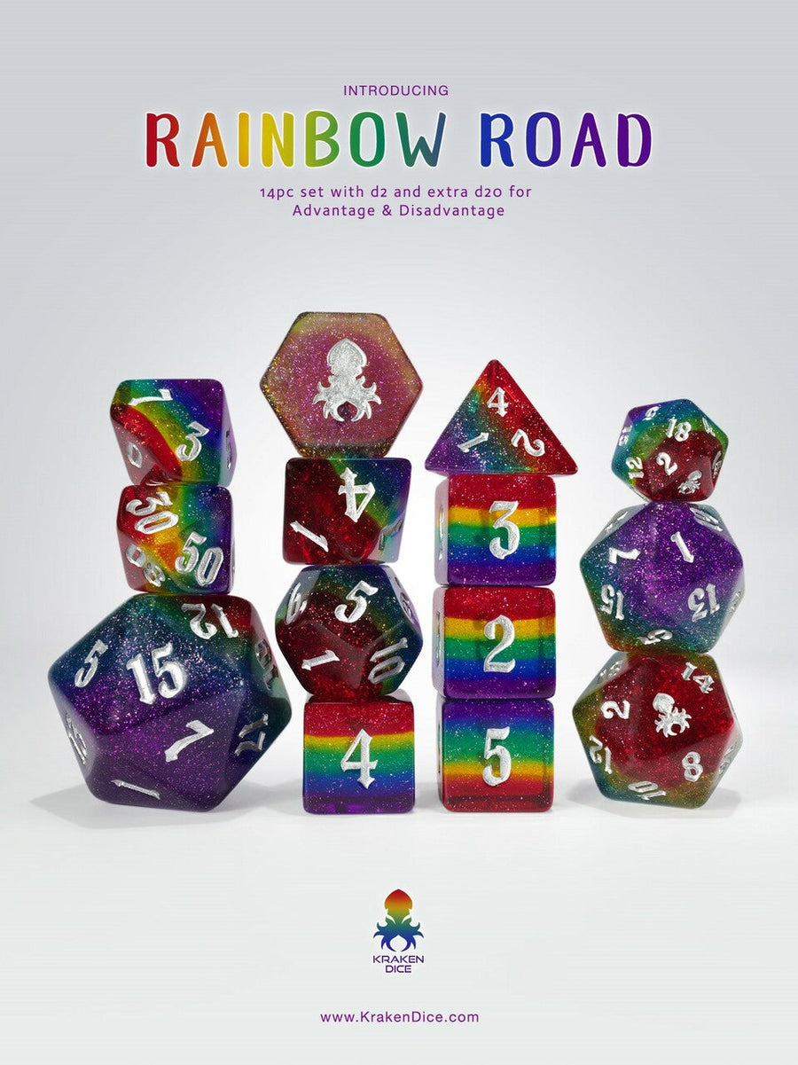 Rainbow Road 14pc Dice Set Benefiting The Trevor Project