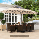 15.5 FT Extra-Large Patio Umbrella with LED Solar Lights and Crank Handle