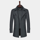 Men's Woolen Coat Double Collar Standard Vertical Zipper Coat Jacket