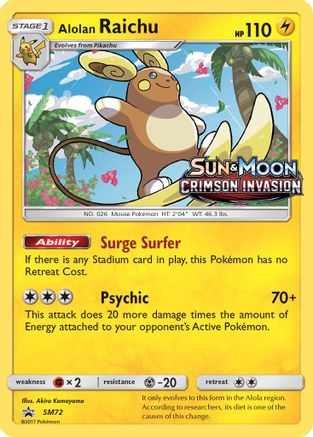 Alolan Raichu SM72 - SM Promos - Holofoil