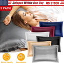 2 Pack Soft Silky Satin Pillow Case Hypoallergenic Breathable Bed Pillow Cover Queen Size Pillowcase Great for Hair Skin