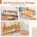 Set of 2 Acacia wood outdoor bench with slatted seat for garden