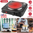1200W Electric Infrared Single Burner Portable Heating Hot Plate Stove Countertop RV Hotplate with 7.5Ó Glass Cooktop Stepless Temperature Adjustments