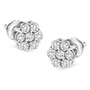 14K White Gold 1/2 cttw Round-Cut Diamond Floral Stud Earrings (I-J Color, SI2-I1 Clarity)