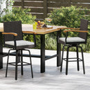 Set of 2 Outdoor 360¬∞ Swivel Bar Stool with Cushion and Acacia Wood Armrests