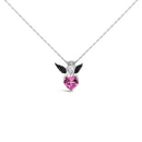 Sterling Silver Diamond Accent & Created Pink Sapphire Angel Heart Pendant Necklace