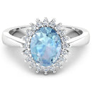 1.24 Carat Genuine Aquamarine and White Diamond 14K White Gold Ring