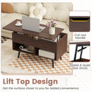 31.5 Inch Lift-Top Coffee Table with Hidden Storage and 2 Open Shelves