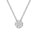 14K White Gold 1/4 Cttw Shared Prong Set Round-Ct Diamond 7 Stone Floral Cluster 18" Pendant Necklace (H-I Color, SI2-I1 Clarity)